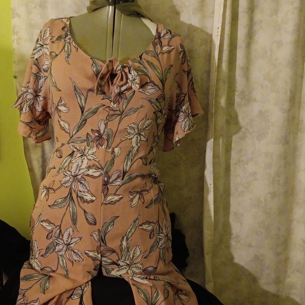 Medium pastel print jumpsuit. Nice for spring.